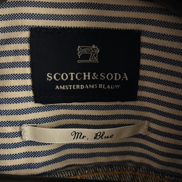 Scotch & soda vintage denim jean jacket vegan leather sleeves size small - Picture 2 of 5